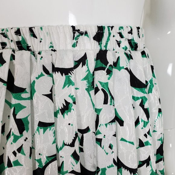 HELD Vintage 80's White Floral High Pleated Midi Skirt - Picture 5 of 8